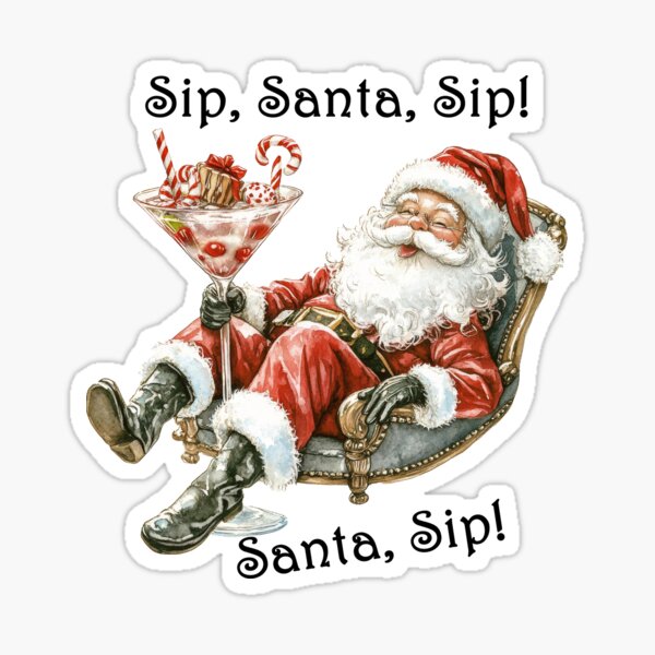 Item preview, Santa Reclining in Martini Glass Art designed and sold by ABArtByAlexST.
