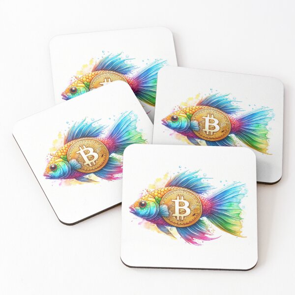 Item preview, Playful Rainbowcore Crypto Fish with Bitcoin Symbolism designed and sold by Mechanical-Artt.