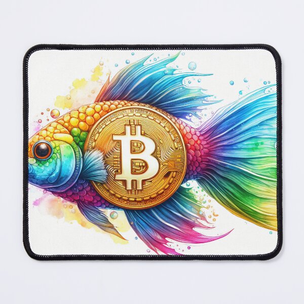 Item preview, Playful Rainbowcore Crypto Fish with Bitcoin Symbolism designed and sold by Mechanical-Artt.