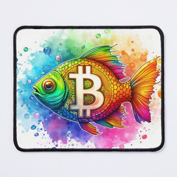 Item preview, Artistic Bitcoin Fish in Bright Rainbowcore Shades designed and sold by Mechanical-Artt.