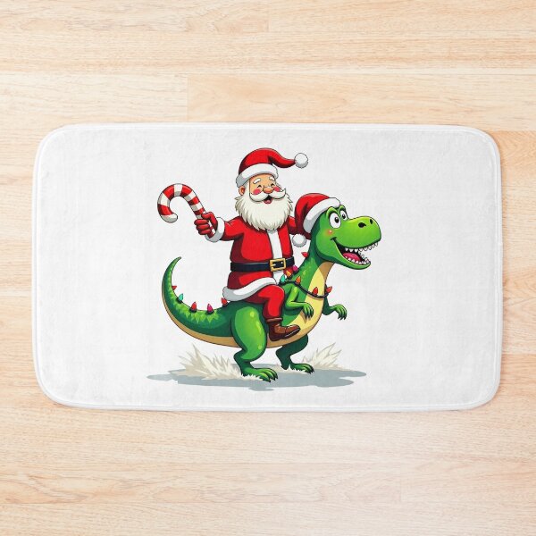 Item preview, santa claus celebrating on a dinosaur unique and festive designed and sold by wineesshop.
