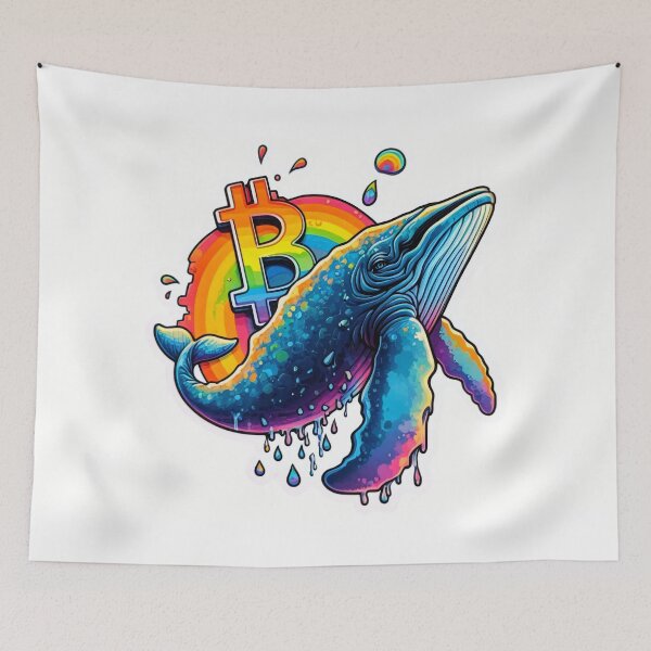 Item preview, Vibrant Bitcoin Humpback Whale in Rainbowcore Aesthetic designed and sold by Mechanical-Artt.