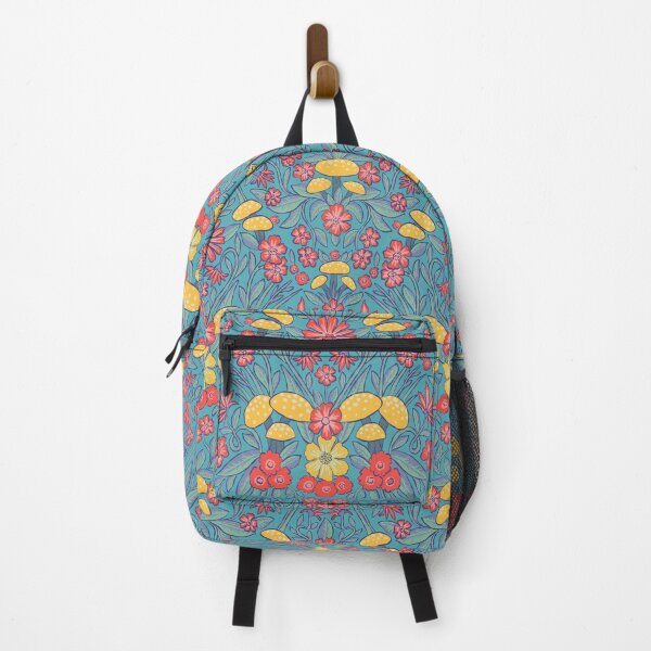 Item preview, Floral Woodland Mushrooms in Turquoise/Yellow/Red designed and sold by somecallmebeth.