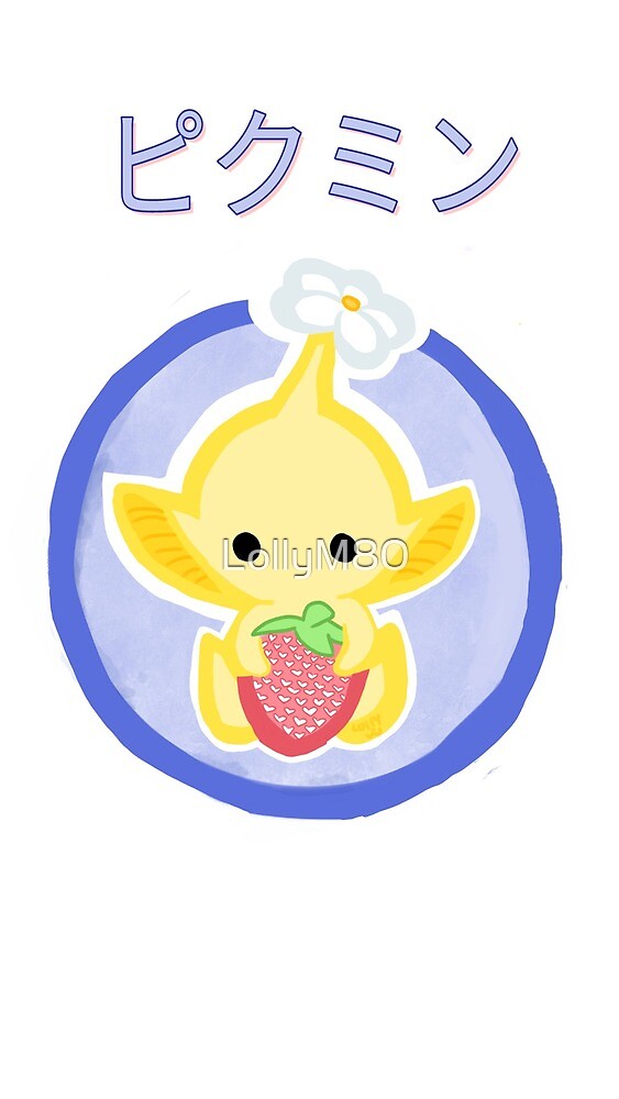 "Yellow Pikmin Holding Strawberry" by LollyM80 Redbubble