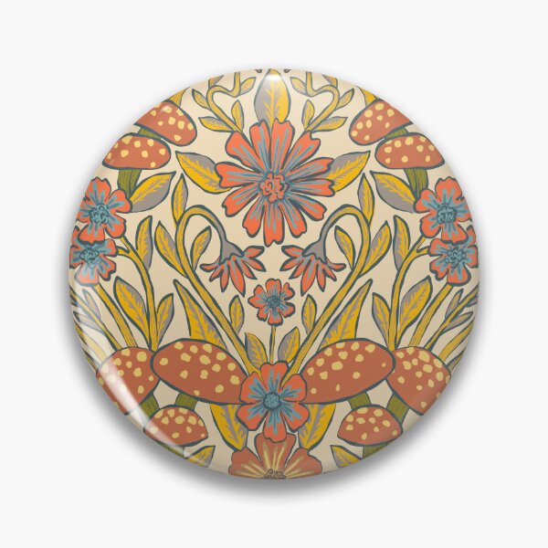 Item preview, Floral Woodland Mushrooms in Orange/Yellow/Blue  designed and sold by somecallmebeth.