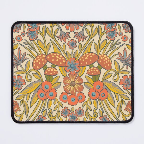 Item preview, Floral Woodland Mushrooms in Orange/Yellow/Blue designed and sold by somecallmebeth.