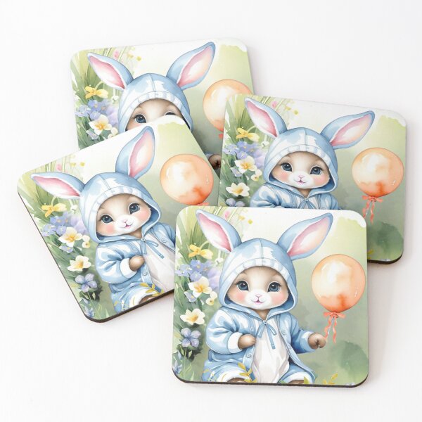 Item preview, The Baby J Collection - bunny in blue, orange balloon  designed and sold by LIJHauteDesign.
