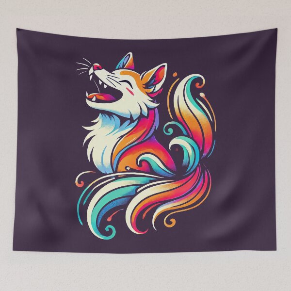 Item preview, Vibrant Kitsune Fox - Colorful Japanese Spirit Animal designed and sold by Victor Shadehorn.