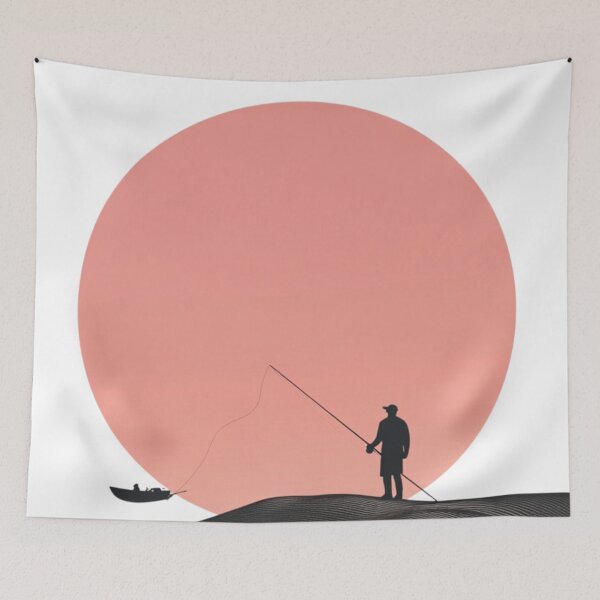 Item preview, A silhouette of a fisherman designed and sold by JOTAMIKE.