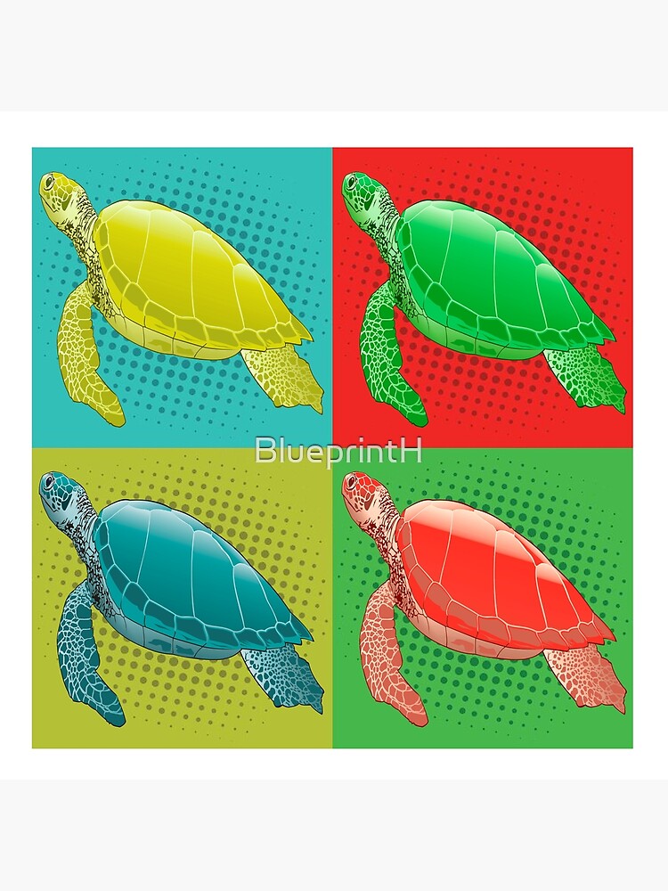 Turtle Pop Art Poster For Sale By BlueprintH Redbubble   Flat,750x,075,f Pad,750x1000,f8f8f8.u1 