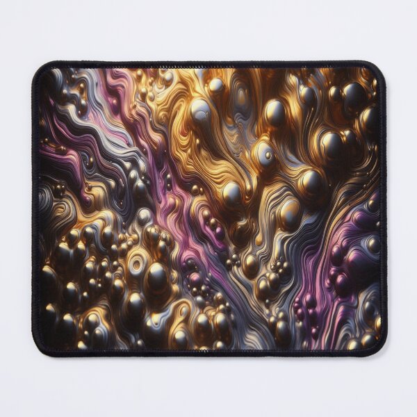 Item preview, abstract of melting liquid with metallic sheen, gold and cherry purple colors designed and sold by KamalaDesign.