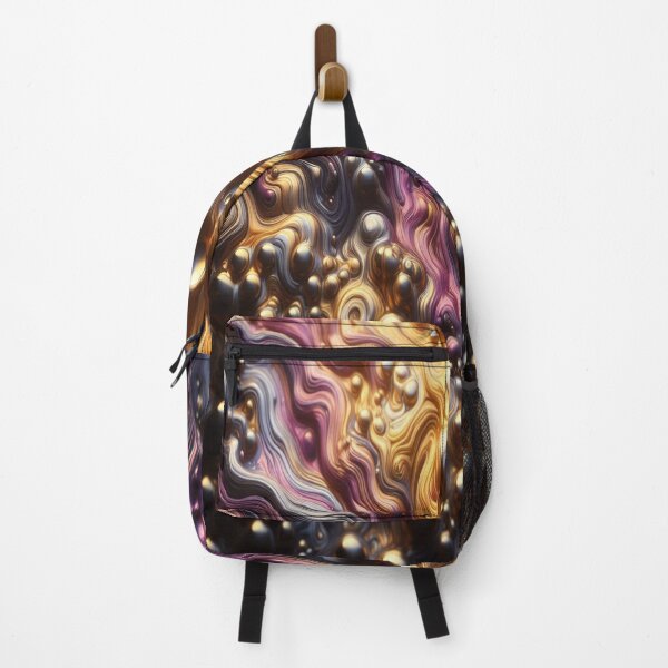 Item preview, abstract of melting liquid with metallic sheen, gold and cherry purple colors designed and sold by KamalaDesign.