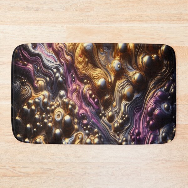 Item preview, abstract of melting liquid with metallic sheen, gold and cherry purple colors designed and sold by KamalaDesign.
