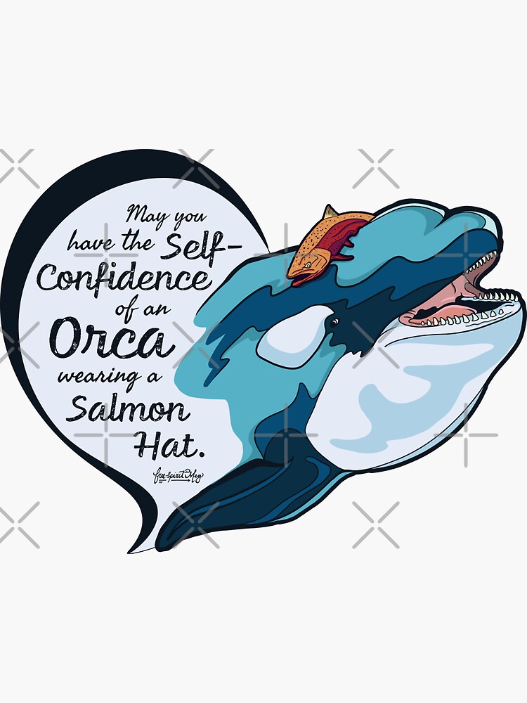 Orca with Salmon Hat Design