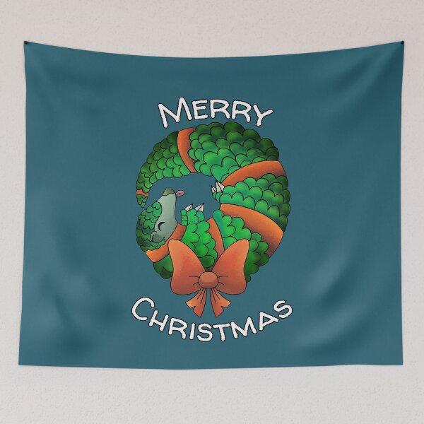 Item preview, Merry Christmas Pangolin - Cute Christmas Wreath designed and sold by Whiskrow.