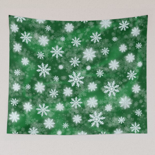 Item preview, White Snowflakes - Green (background) Holiday Magic :) designed and sold by Myriel-Myriel.