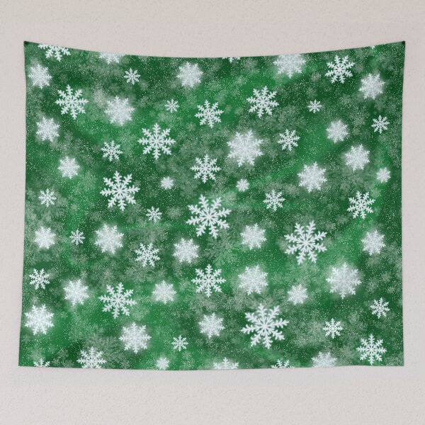 Item preview, White Snowflakes and Sparkles - Green Holiday Magic :) designed and sold by Myriel-Myriel.