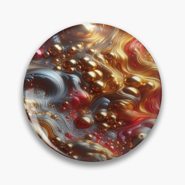 Item preview, abstract of melting liquid with metallic sheen, gold and cherry red colors - Retro Liquid Lava Flow Abstract Pattern designed and sold by KamalaDesign.