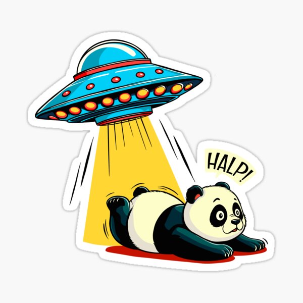Item preview, Panda Bear Fleeing Alien Abduction designed and sold by Ghost on Toast.