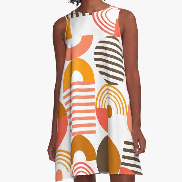 Item preview, Mid-Century Modern Bauhaus Orange, Mustard, And Brown Geometric designed and sold by DEC02.