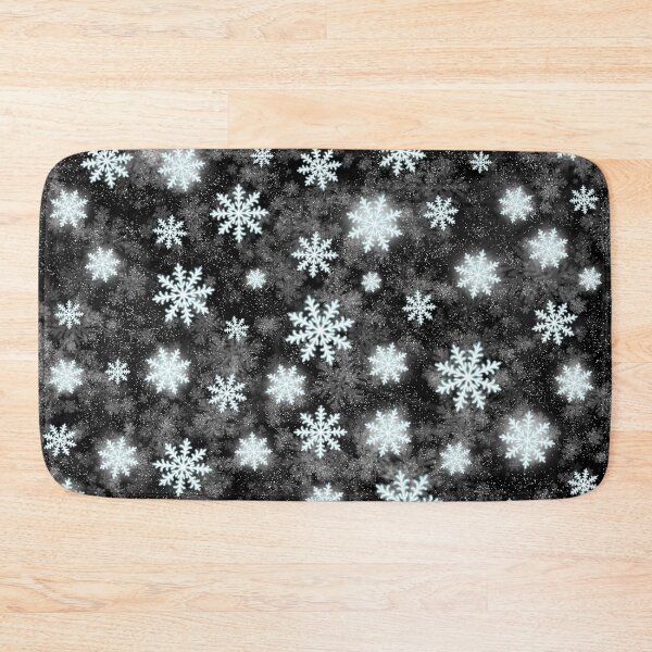 Item preview, White Snowflakes and Sparkles - Black background colour Holiday Magic :) designed and sold by Myriel-Myriel.