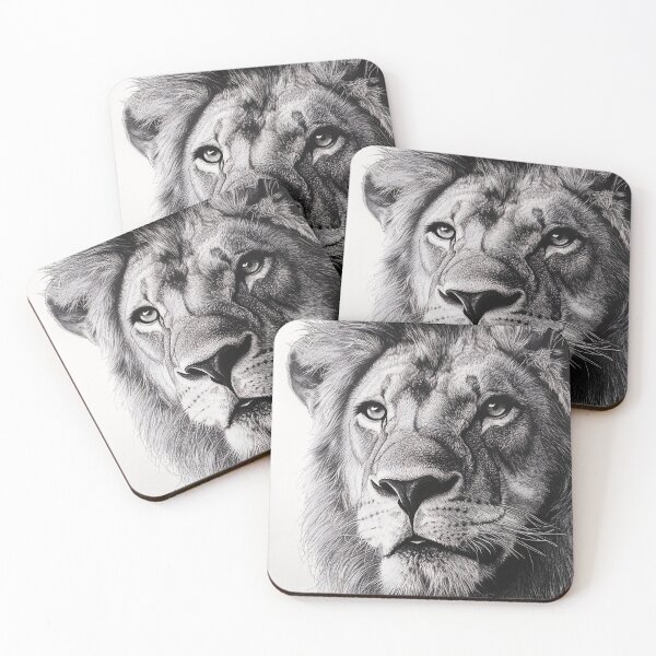 Item preview, stunning fierce lion sketch print designed and sold by dcrc.