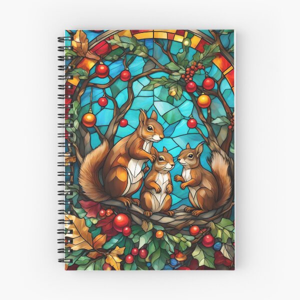 Item preview, Stained Glass Squirrels On The Christmas Tree designed and sold by Ciervo Primavera.