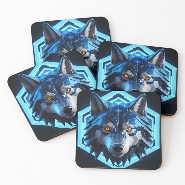 Item preview, Geometric Wolf Head with Neon Hex Background designed and sold by RebelPaintBrush.