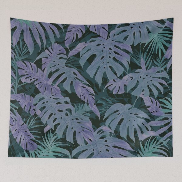 Item preview, #F442: Blue Ripped Leaf On Dark, Hawaiian Flower Power designed and sold by FarStarL33.