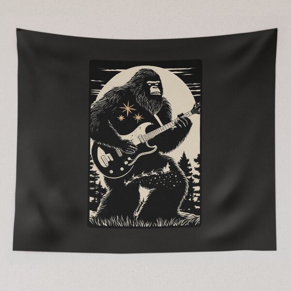 Item preview, Jazz Bassist Christmas Bigfoot Playing Electric Guitar Musician designed and sold by FociCreate.