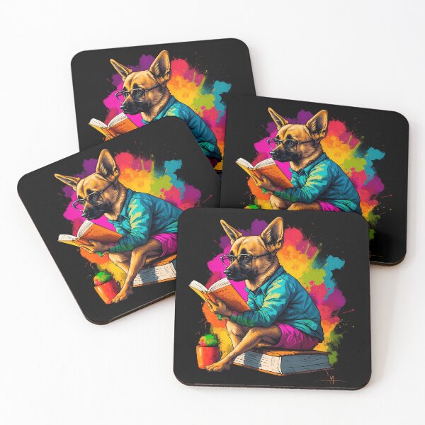 Item preview, German Sheppard dog reading books designed and sold by Furrifico.