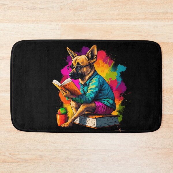 Item preview, German Sheppard dog reading books designed and sold by Furrifico.