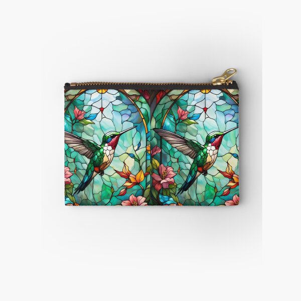 Item preview, Stained Glass Hummingbird Among Flowers designed and sold by Ciervo Primavera.