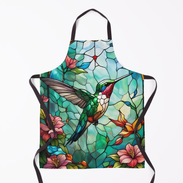 Item preview, Stained Glass Hummingbird Among Flowers designed and sold by Ciervo Primavera.