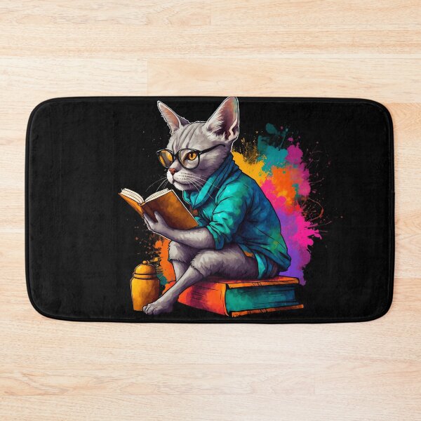 Item preview, Siberian cat reading books designed and sold by Furrifico.