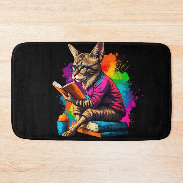 Item preview, Siberian cat reading books designed and sold by Furrifico.