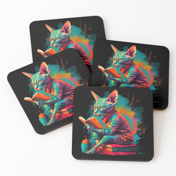 Item preview, Sphynx cat reading books designed and sold by Furrifico.