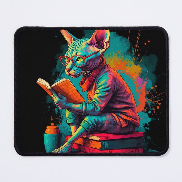 Item preview, Sphynx cat reading books designed and sold by Furrifico.