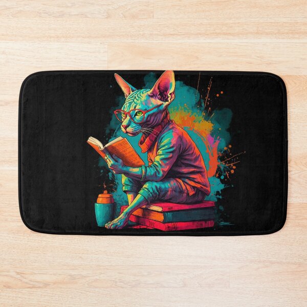 Item preview, Sphynx cat reading books designed and sold by Furrifico.