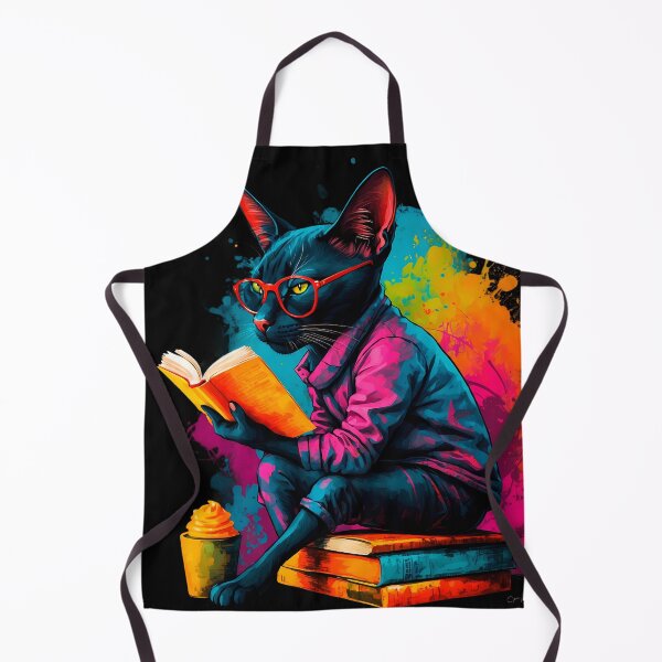 Item preview, Black Bombay cat reading books designed and sold by Furrifico.
