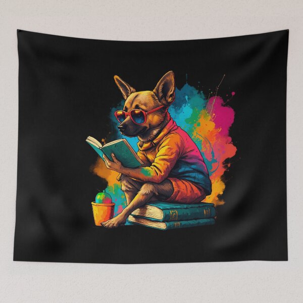 Item preview, German Sheppard dog reading books designed and sold by Furrifico.