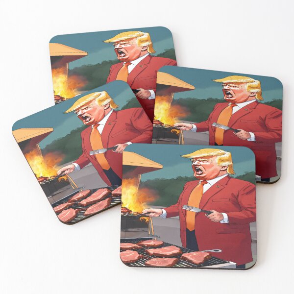 Item preview, Donald Trump Grilling on a Barbecue | Patriotic Cookout Art designed and sold by PNG PAPER STUDIO.