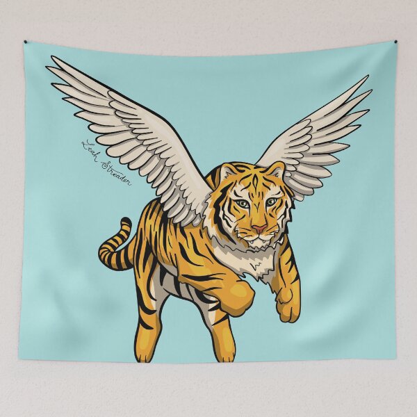 Item preview, Flying Tiger with wings Qiong Qi Chinese Mythology designed and sold by Leah Streader.