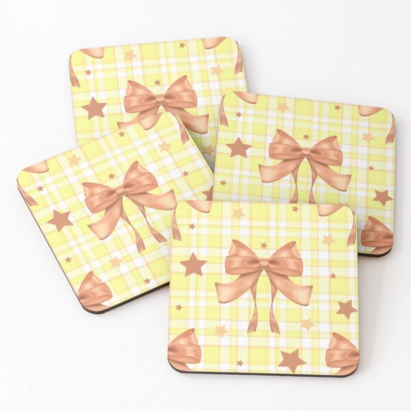 Item preview, Yellow Plaid Pink Bows and Stars designed and sold by FreshFunkyRetro.