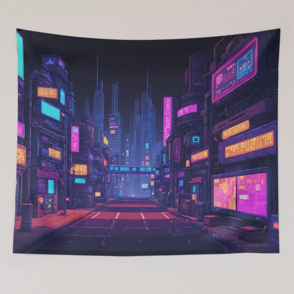 Item preview, Cyberpunk Pixel Art City Street designed and sold by papi1998.