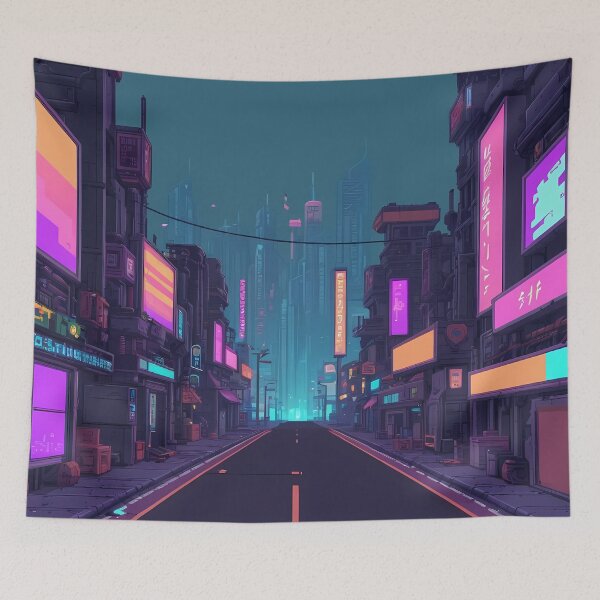 Item preview, Cyberpunk Pixel Art City Street designed and sold by papi1998.