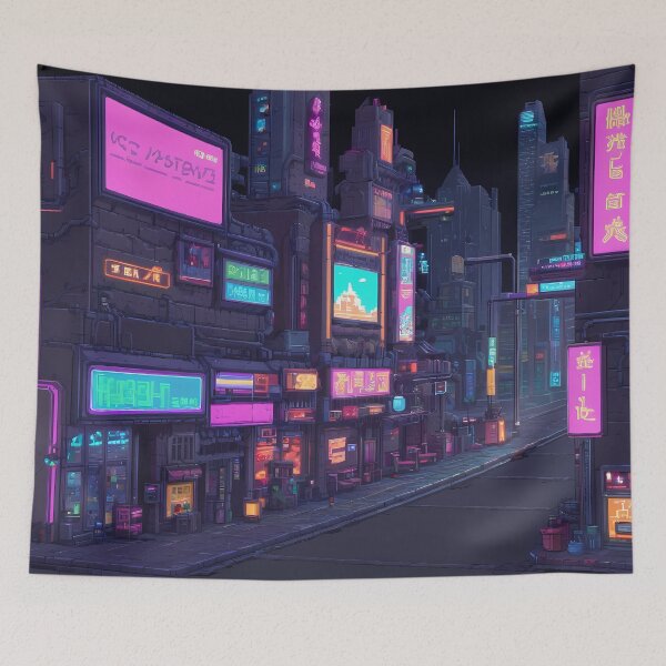 Item preview, Cyberpunk Pixel Art City Street designed and sold by papi1998.