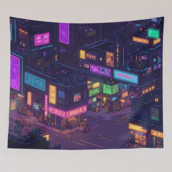 Item preview, Cyberpunk Pixel Art City Street designed and sold by papi1998.