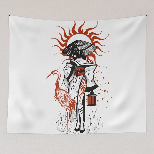 Item preview, Japanese Geisha with Crane in Oriental Style designed and sold by 7Delamancha.