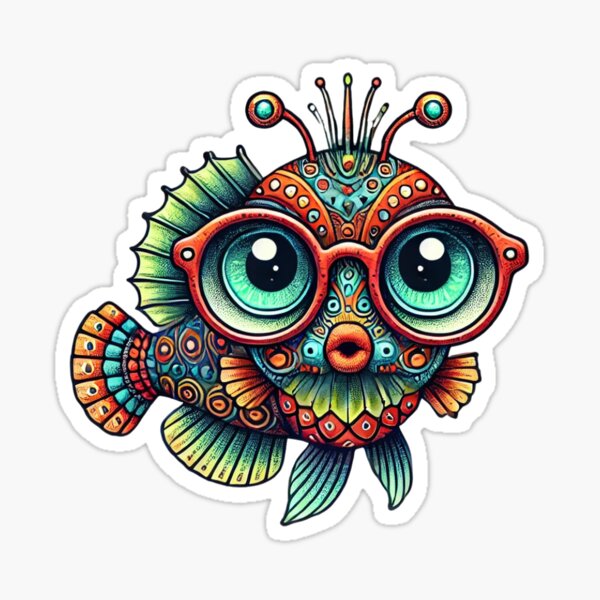 Item preview, Alien Fish with Eyeglasses designed and sold by ModkMerch.